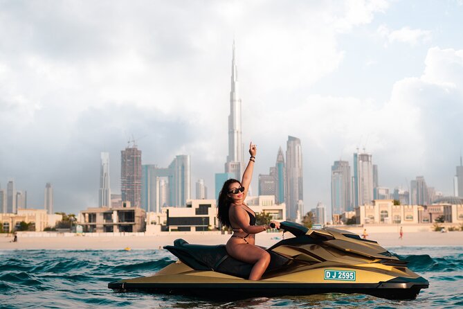 24 Karat Gold Jet Ski Adventure with Burj Khalifa View - Riding a gold jet ski beside Dubai’s skyline