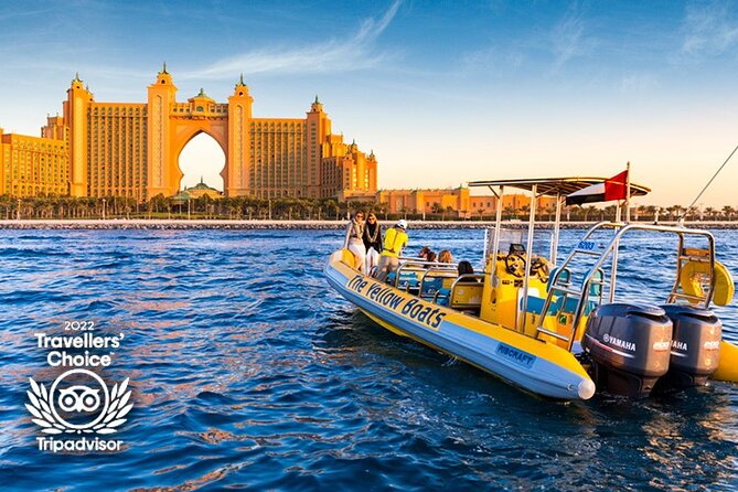 99 Minutes Premium Tour : Dubai Marina, Atlantis & Burj Al Arab - Leaving Dubai Marina on a Yellow Boat
