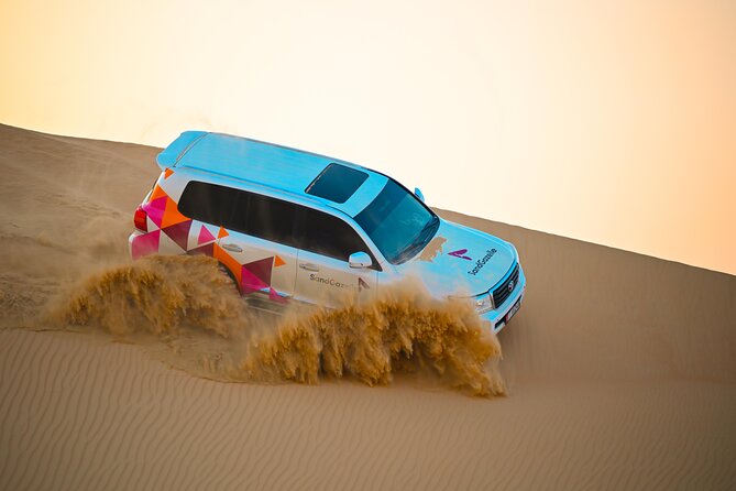 Abu Dhabi Evening Desert Safari - Private car Dune bashing & BBQ - From Abu Dhabi city to the soft desert sand