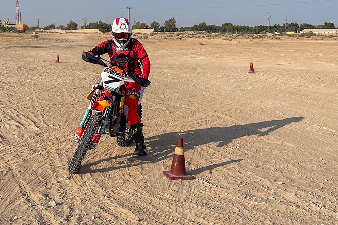 Adult Desert Motorbike Training in Dubai - Bikes, helmets, and safety equipment
