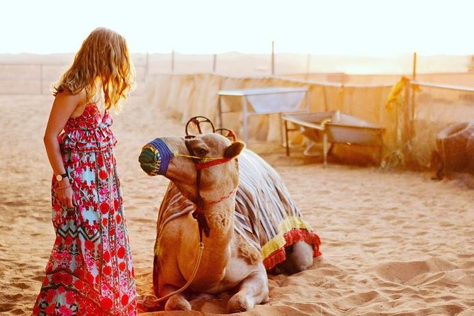 Arabian Desert Safari with BBQ Dinner Camel Ride, Sand Boarding - Tanoura, fire, and belly dancing after dark