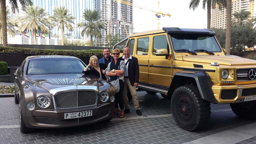 Burj Khalifa VIP Lunch – Michelin Dining & Porsche Transfer - Arriving at Burj Khalifa in a Porsche