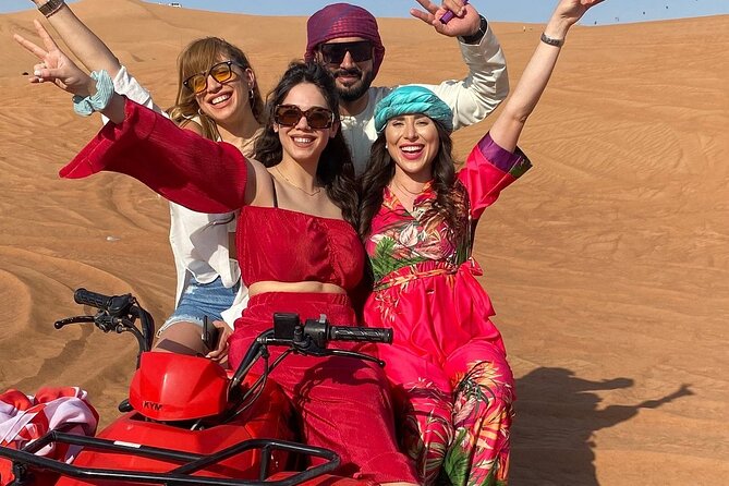 Combo:Deluxe Desert Safari with dinner + ATV self-drive/Quad Bike - Arabic coffee, dates, and a camp welcome