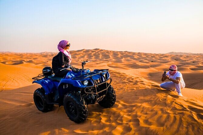 Desert Safari Dubai 30 Mins Quad Bike, Sand Board, Camel Ride BBQ - Dune bashing in a Land Cruiser
