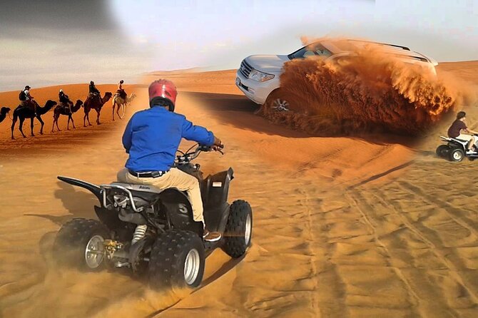 Desert safari Dubai with BBQ Dinner - Sandboarding from the high dunes