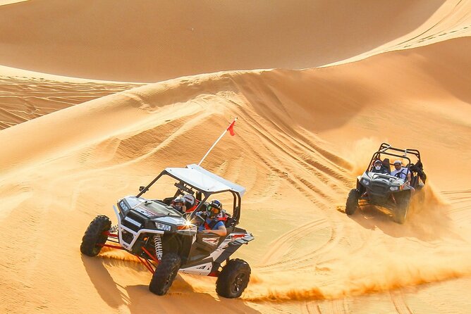 Desert Safari Dubai With High Speed Dune Buggy And Dinner in 5 Star Camp - Land Cruiser dune bashing across the sand