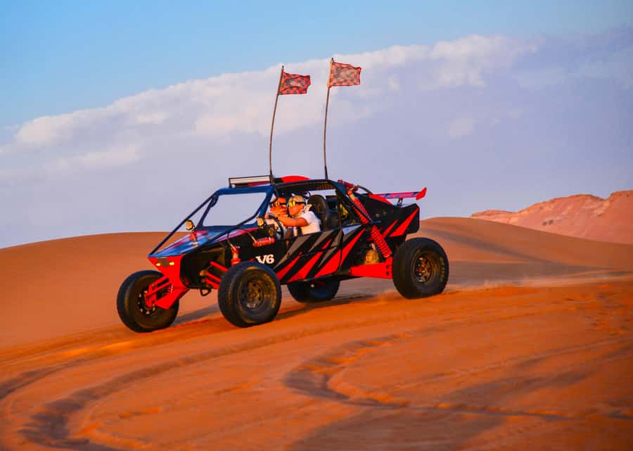Dubai: 3000cc V6 Dune Buggy & Sandboarding -Private Tour - The Lahbab Red Dunes setting