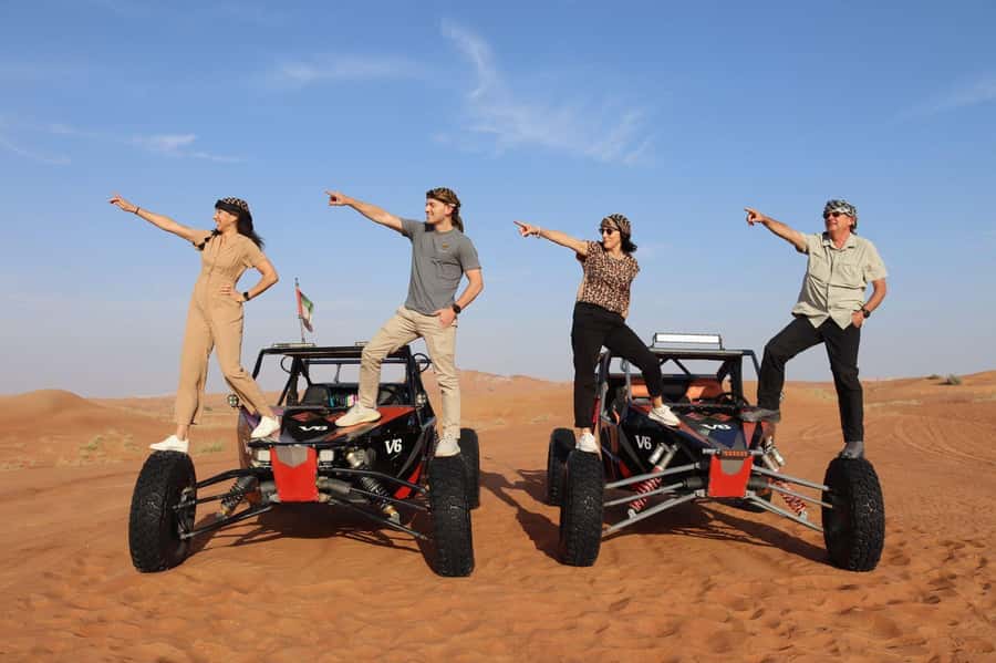 Dubai: 3000cc V6 Dune Buggy & Sandboarding -Private Tour - Leaving Dubai in a private vehicle