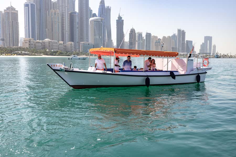 Dubai: Abra Boat Tour in Dubai Marina, Ain Dubai, JBR - Ain Dubai at sunset