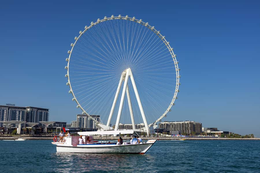 Dubai: Abra Boat Tour in Dubai Marina, Ain Dubai, JBR - JBR and the return to the harbour