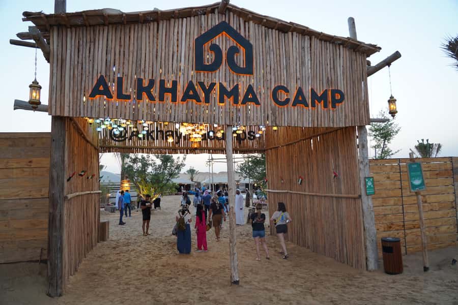 Dubai: Al Khayma Camp Experience with BBQ Dinner - Camels, falcons, and sunset light