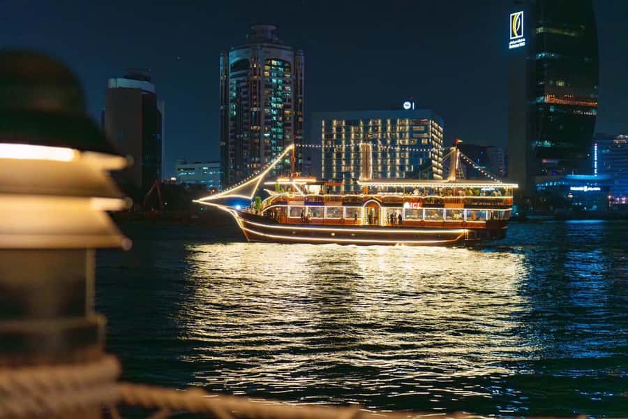 Dubai: Al Seef Largest Dhow Dinner Cruise with Live Show - A traditional dhow on Dubai Creek
