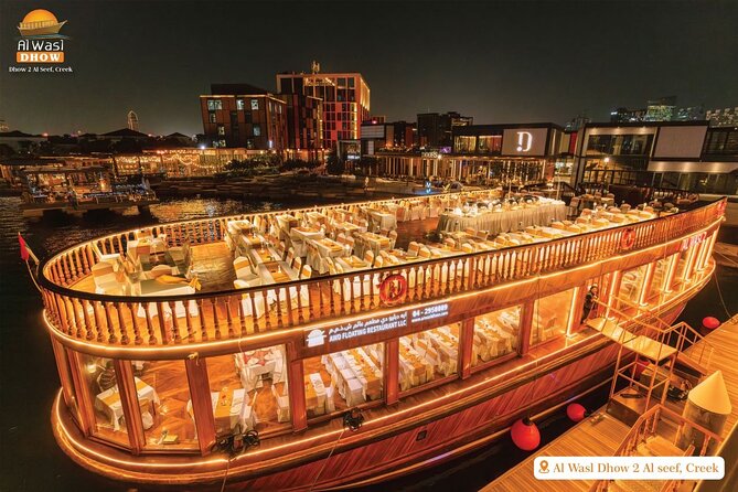 Dubai Best Dhow Cruise Dinner Buffet (Multi Cusine) - A traditional dhow with Dubai lights as your backdrop