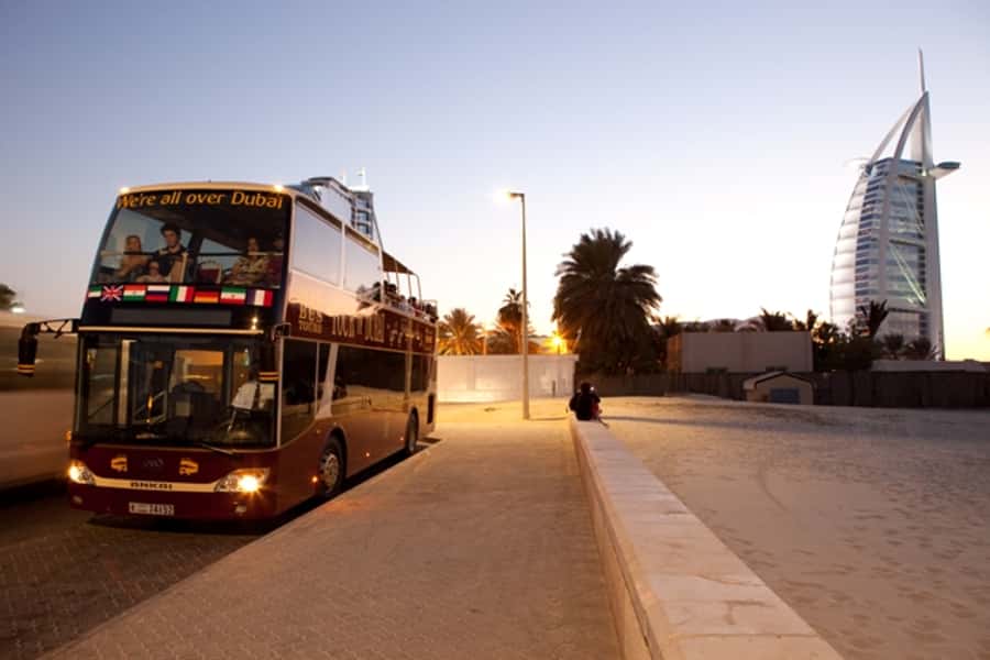 Dubai: Big Bus Panoramic Night Tour & Optional Dinner Cruise - The Dubai by Night package: dhow, dinner, and fountains