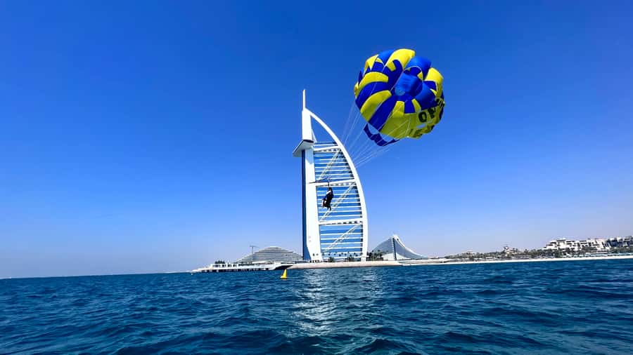 Dubai: Burj Al Arab Parasailing, Ice Cream, Pics, and Videos - Safety, crew support, and comfort