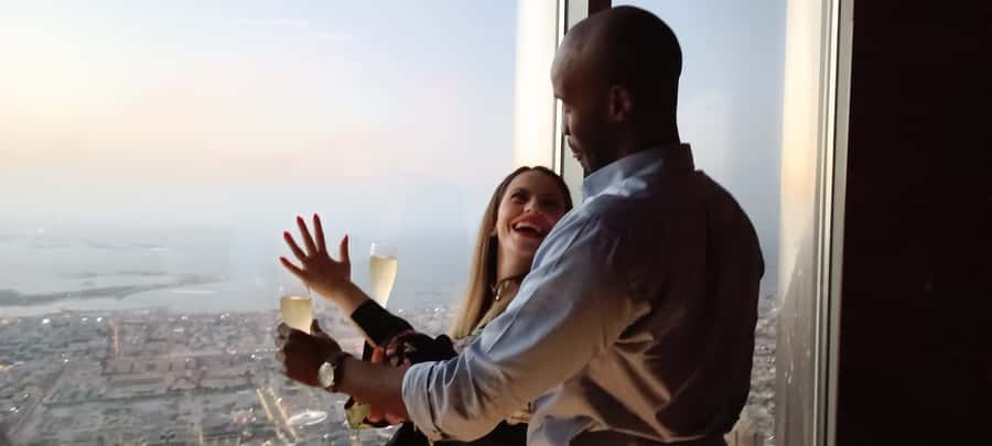 Dubai: Burj Khalifa Sunset Engagement with Porsche Pickup - The Porsche pickup sets the tone