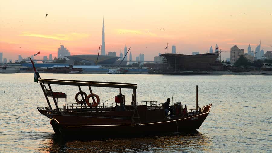 Dubai: Burj Khalifa Sunset on an Abra - A different view of Dubai’s skyline