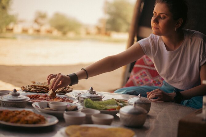 Dubai: Camel Caravan, Bedouin Breakfast with Al Marmoom Oasis - Coffee Making, Arabic Dress, and Falcon Photos