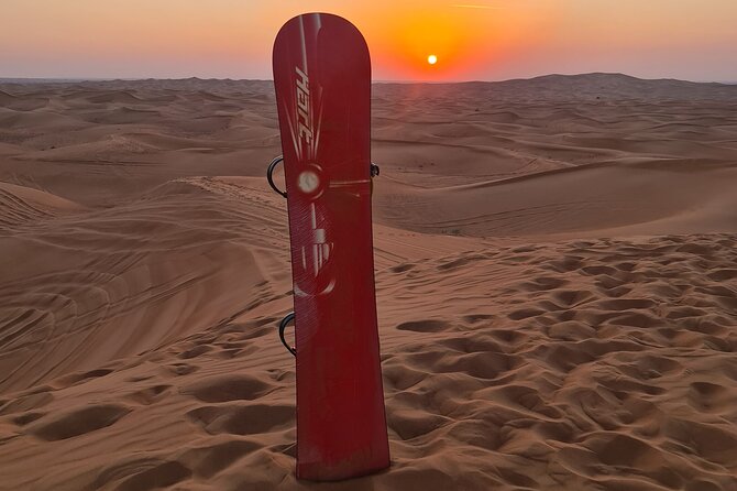 Dubai Desert Safari & Buffet Dinner and Camel ride with PRIVATE CAR - Sandboarding and the sunset photo stop