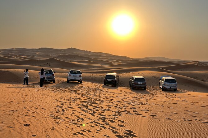 Dubai Desert Safari, Camel, Live BBQ & Shows (Private 4x4 Car) - Sandboarding and the desert photo stop