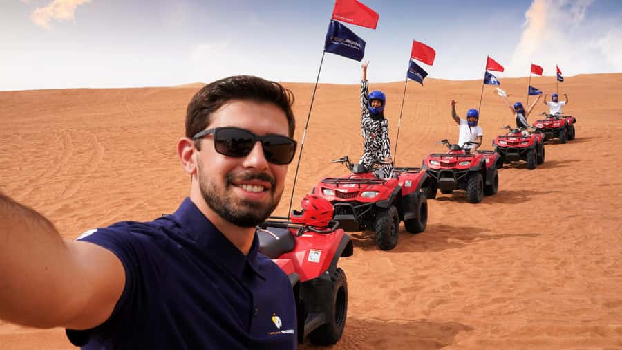 Dubai Desert Safari - Camel Ride, Sandboarding & 30 Min Quad - From Dubai towers to Lahbab’s red dunes