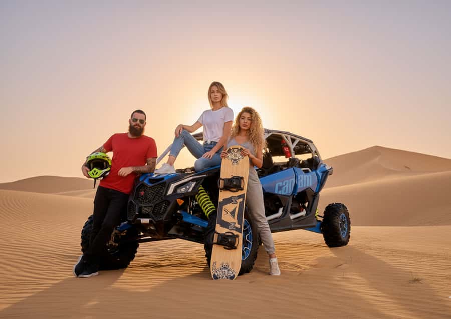 Dubai: Desert Safari, Quad Bike, Sandboarding, Camels & BBQ - BBQ dinner, Arabic desserts, and live shows