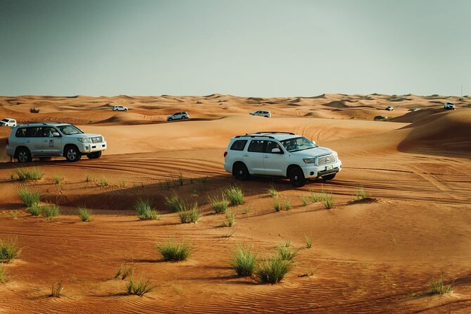 Dubai Desert safari Tour with Live BBQ & Belly Dance Shows - Lahbab dune bashing, sand boarding, and optional motors