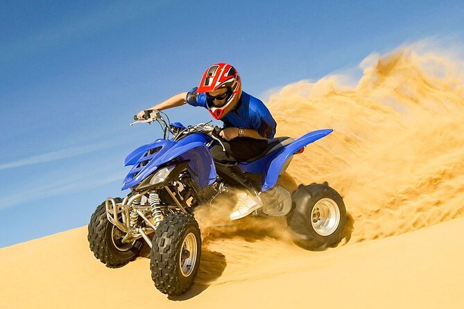 Dubai Desert Safari Tour with Quad Bike for 60mins & BBQ Dinner. - Dune bashing in a Land Cruiser