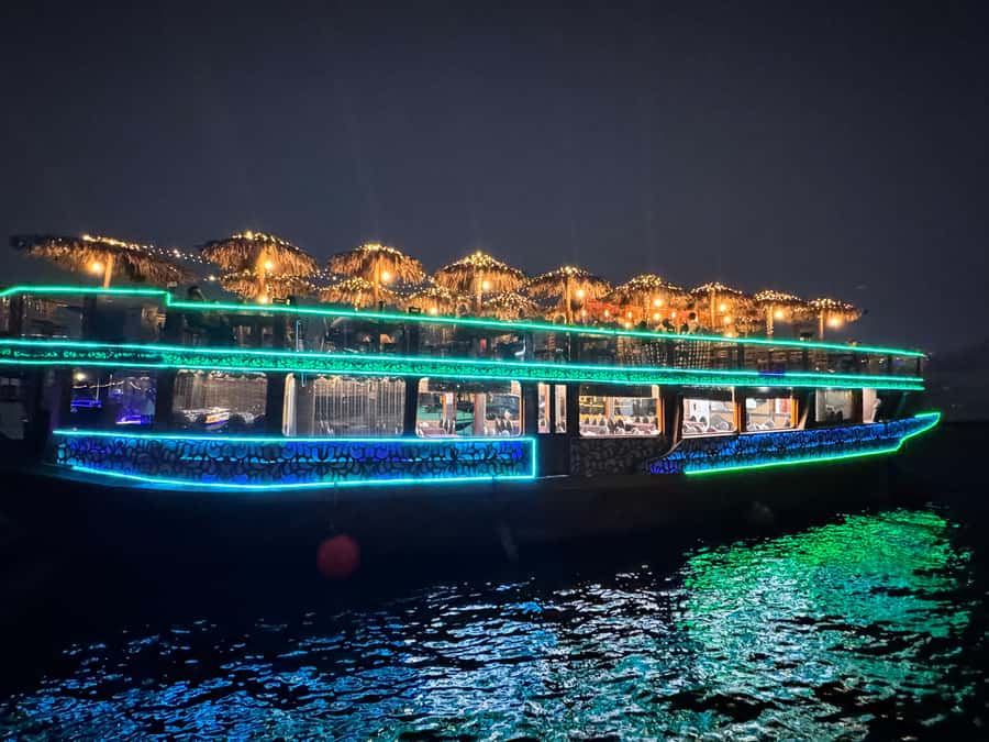 Dubai Dhow Cruise Creek,Marina Shows,Buffet & Drinks options - Arriving at Al Seef for the Creek sailing