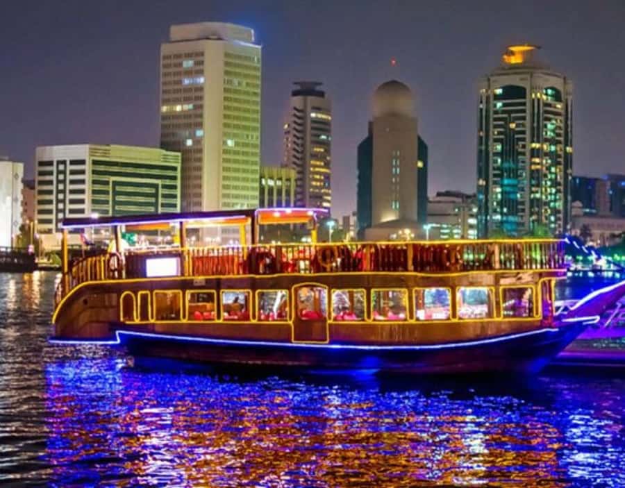 Dubai: Dhow Dinner Cruise on Creek or Marina with Live Shows - A dhow dinner with Dubai’s skyline as the backdrop