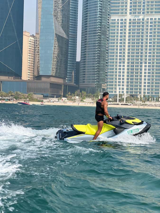 Dubai East: Guided JetsKi Ride with Sound System! - Ain Dubai and the Bluewaters Island route