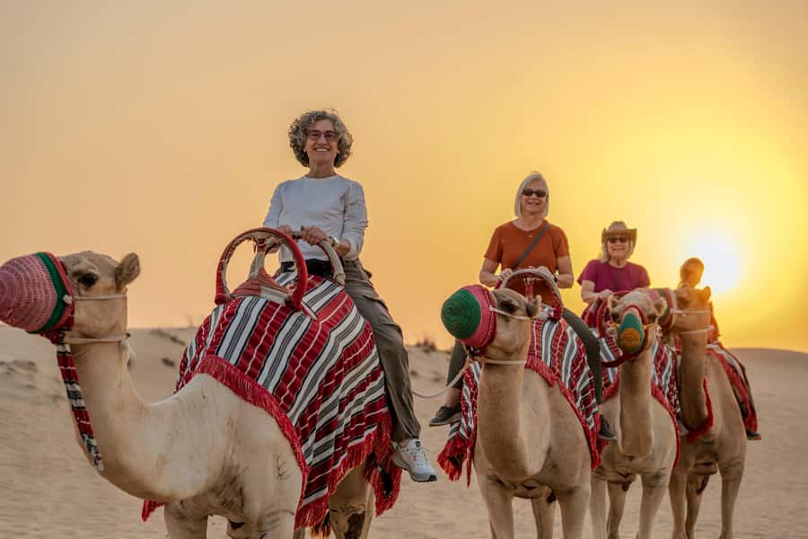 Dubai: Evening Desert Safari with Camel Ride & Stargazing - Red Dunes driving and the golden-hour stop
