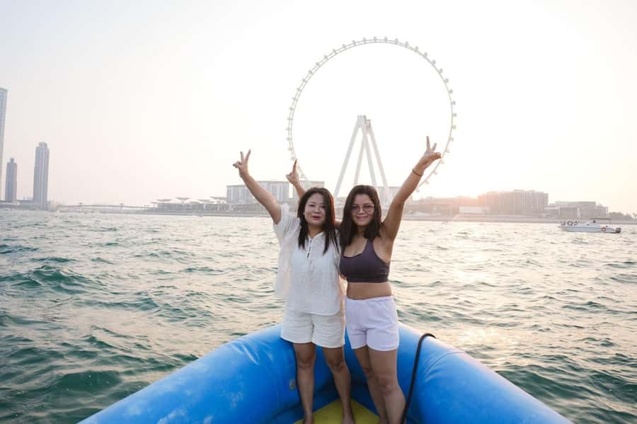 Dubai: Guided Speedboat Tour with City Sights & Ice Cream. - The return view toward Burj Khalifa