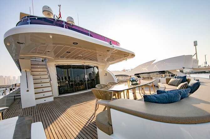 Dubai Harbour Super Yacht Experience with gourmet & Drinks - Palm Jumeirah and the Palm Dropzone