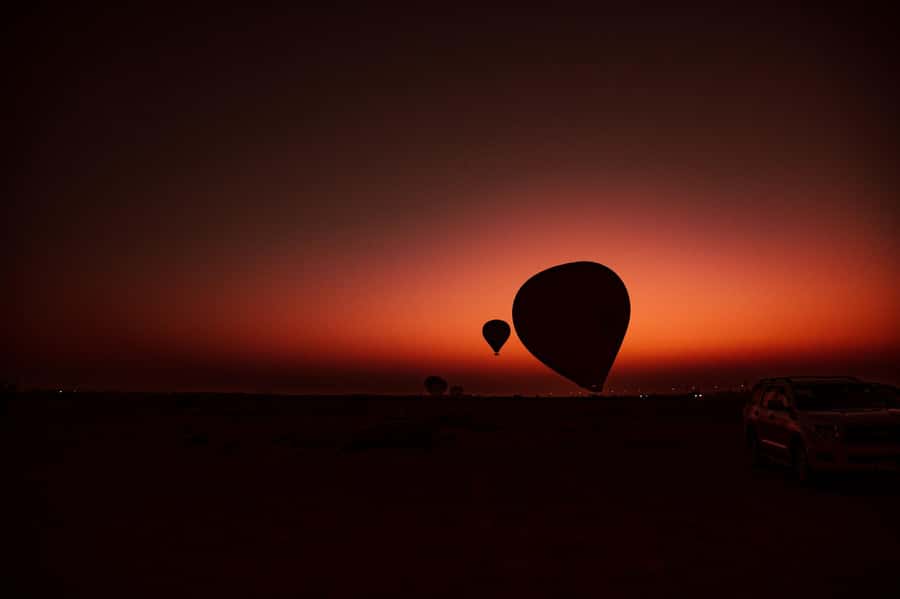 Dubai: Hot Air Balloon Ride with Camel Ride & Falcon Show - Landing, camel ride, and Arabian horse stop