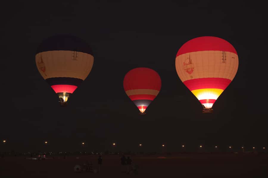 Dubai: Hot Air Balloon Ride with Camel Ride & Falcon Show - From Dubai pickup to the Margham Desert