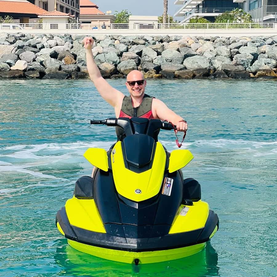 Dubai: Jet Ski Ride with Photos and Videos - 1 Hr - Riding Toward Palm Jumeirah