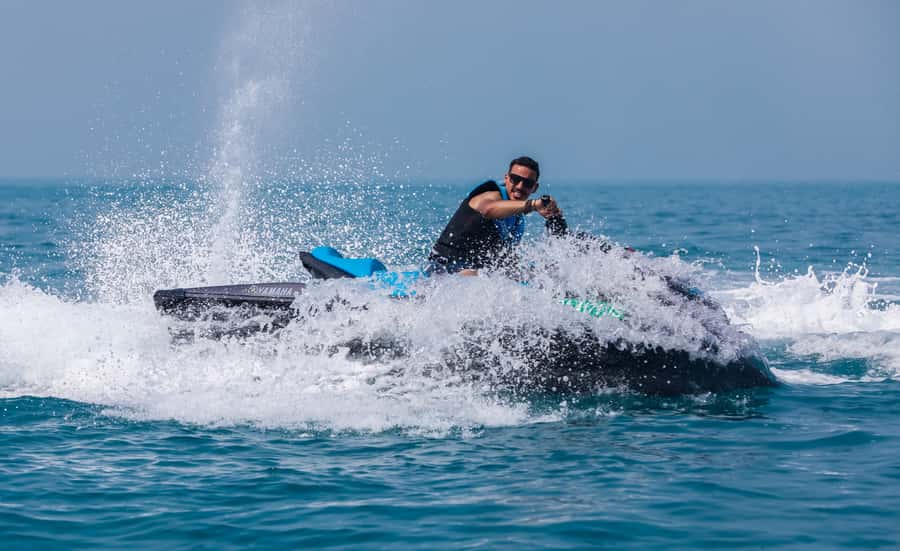 Dubai: Jetski, Burj Khalifa, Burj Al Arab, Juice, & Photos - Riding toward the Burj Khalifa