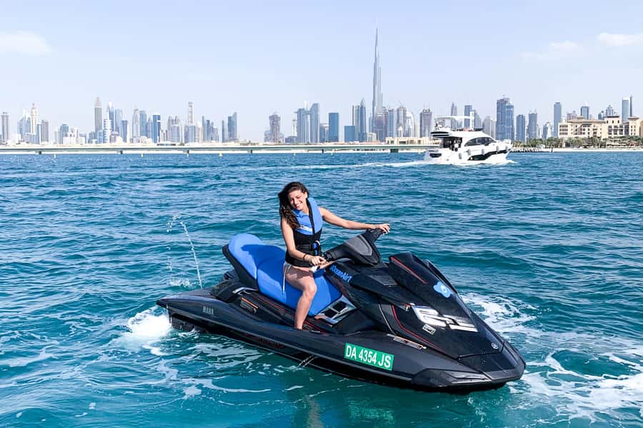 Dubai: Jetski Ride up to 2 People with Photos & Refreshments - What the Dubai skyline looks like from a jet ski