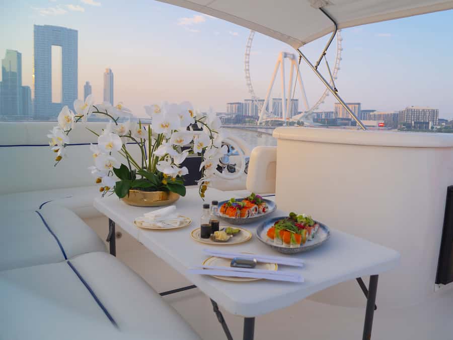 Dubai: Luxury Private 50 FT Yacht Cruise + Optional Sushi - Is $218 good value for up to 12 people?