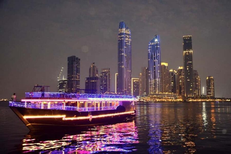 Dubai Marina Dhow Cruise: Dinner Buffet & Live Entertainment - The route: Marina, JBR, Bluewaters Island, and Dubai Harbour