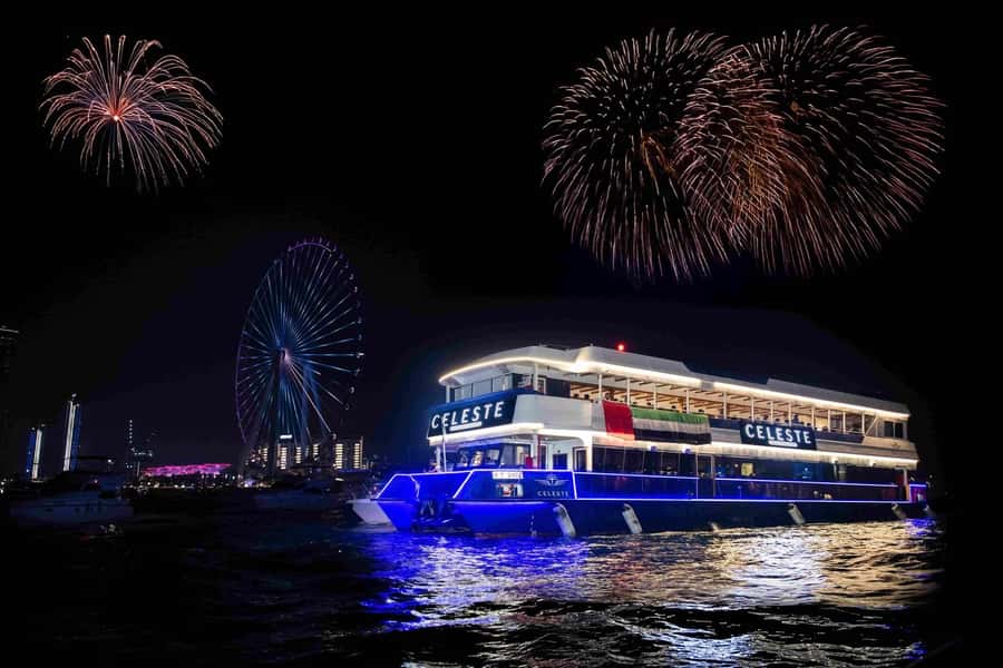 Dubai Marina: Luxury Dinner Cruise, Live Show, Open Bar & DJ - Dubai Marina after dark, seen from the water
