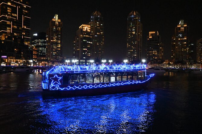 Dubai Marina Unique Dhow Cruise Buffet Dinner and Belly Dance - The Marina skyline after dark