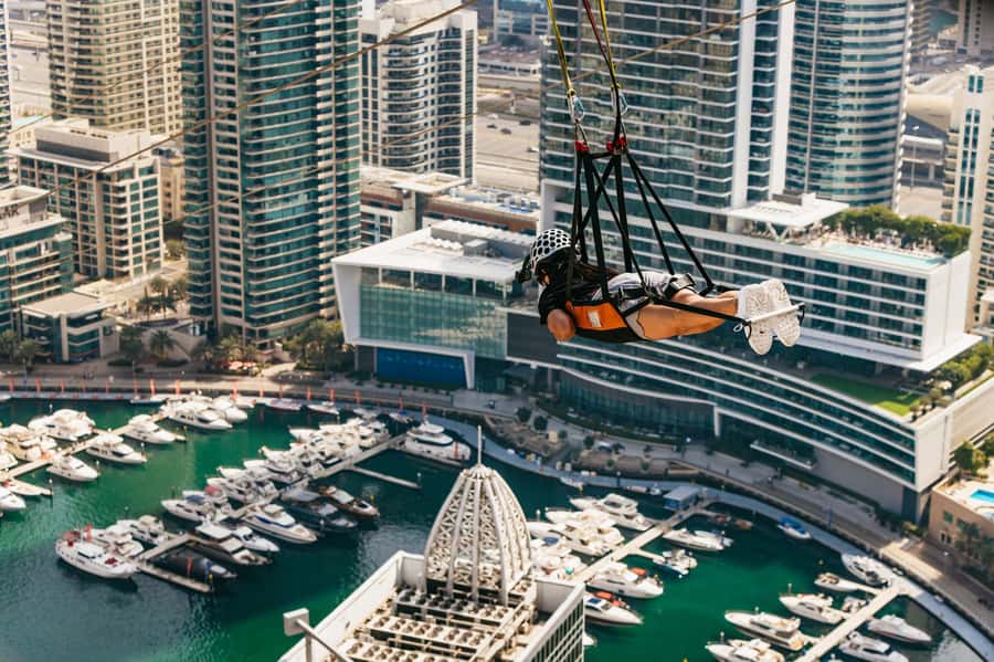 Dubai: Marina Ziplining with Photos, Video and Meal - Launching from Anwaj Towers above Dubai Marina