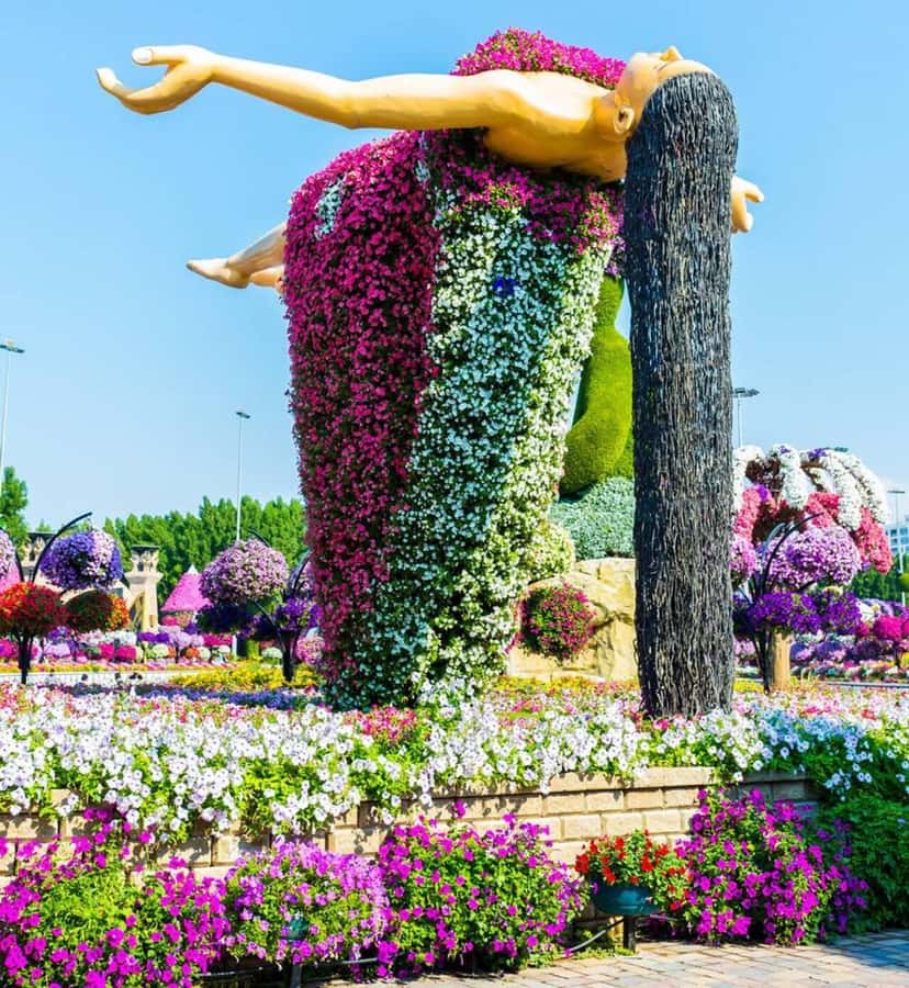 Dubai: Miracle Garden, Global Village, and Dubai Frame - Miracle Garden: flowers arranged for the camera