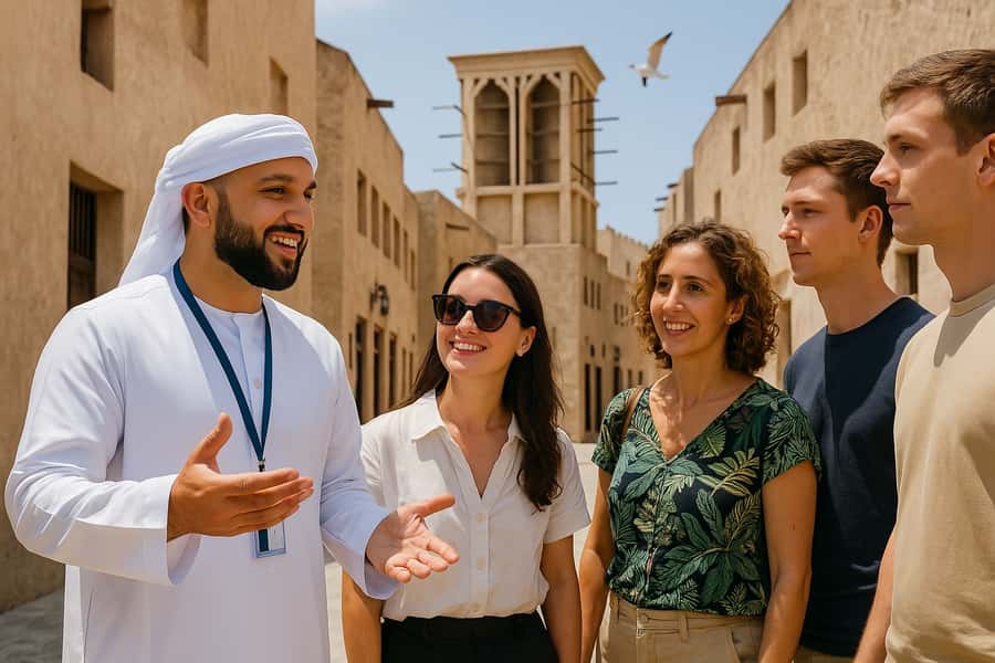Dubai: Old Town Walking Tour with Abra Cruise & Street Food - The Old Mosque and the wall from around 1800
