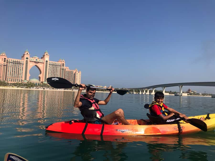 Dubai: Palm Jumeirah Guided Kayaking Tour - Paddling west along the golden shore