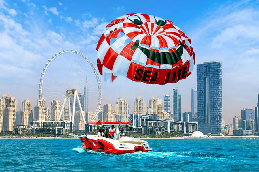 Dubai: Palm View and JBR View Parasailing Experience - Dubai Harbour and Skydive Dubai from the water