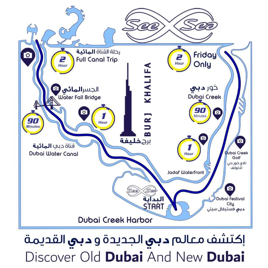 Dubai: Private Creek Harbour and Water Canal Cruise - Burj Khalifa and the city from water level