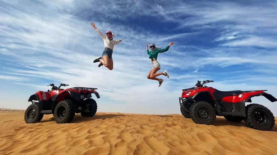 Dubai: Quad & ATV Bike, Red Dune Desert and Safari Adventure - Getting ready for the one-hour quad bike ride